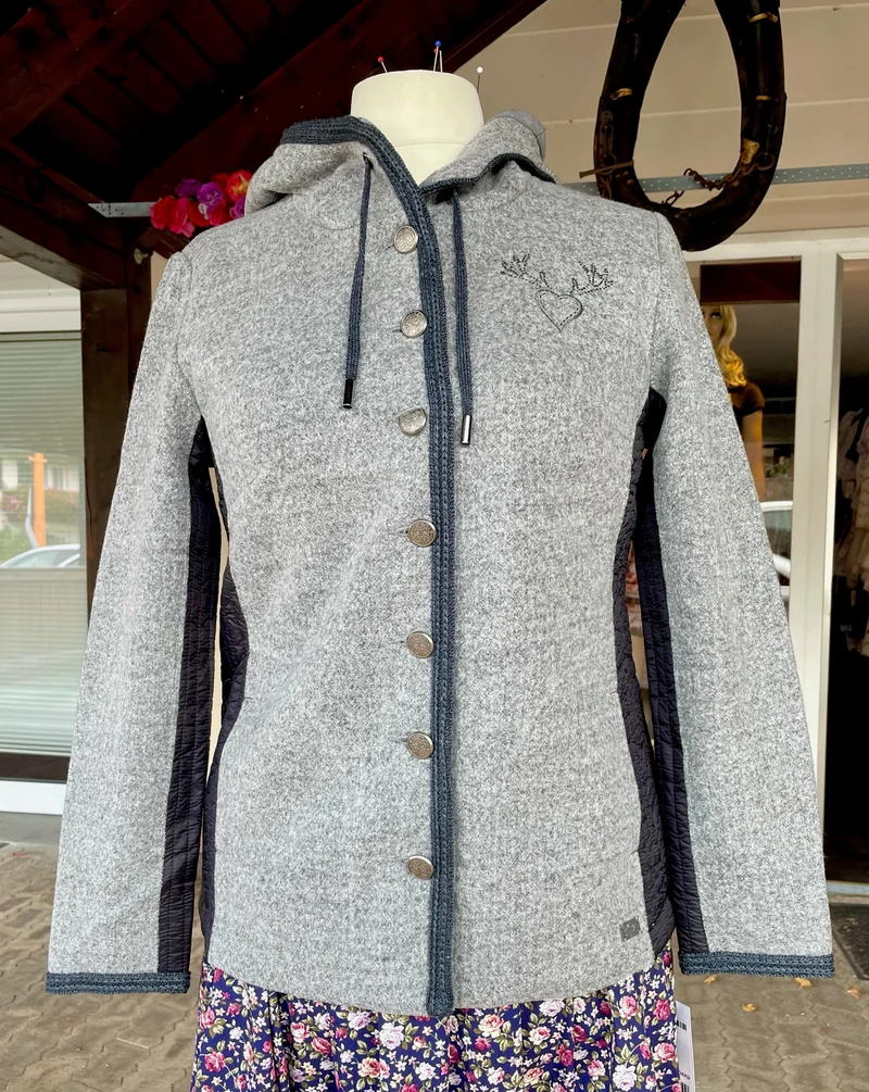 Trachten Jacke, Spieth & Wensky, Sabine, grau/schwarz, Walkoptik