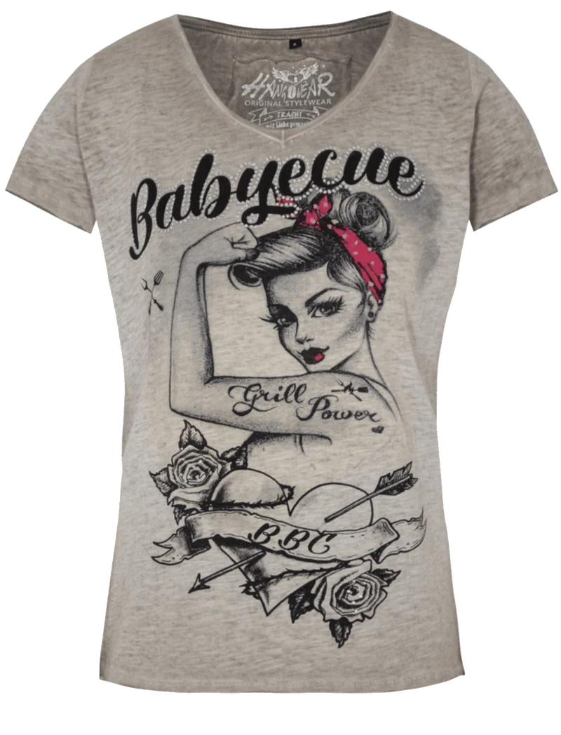 Trachtenshirt, HangOwear, Babyecue, greige, Grill