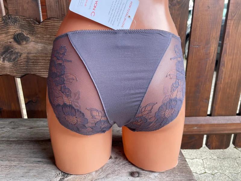 Minislip, Slip, Nina von C., quarz, graubraun, Spitze