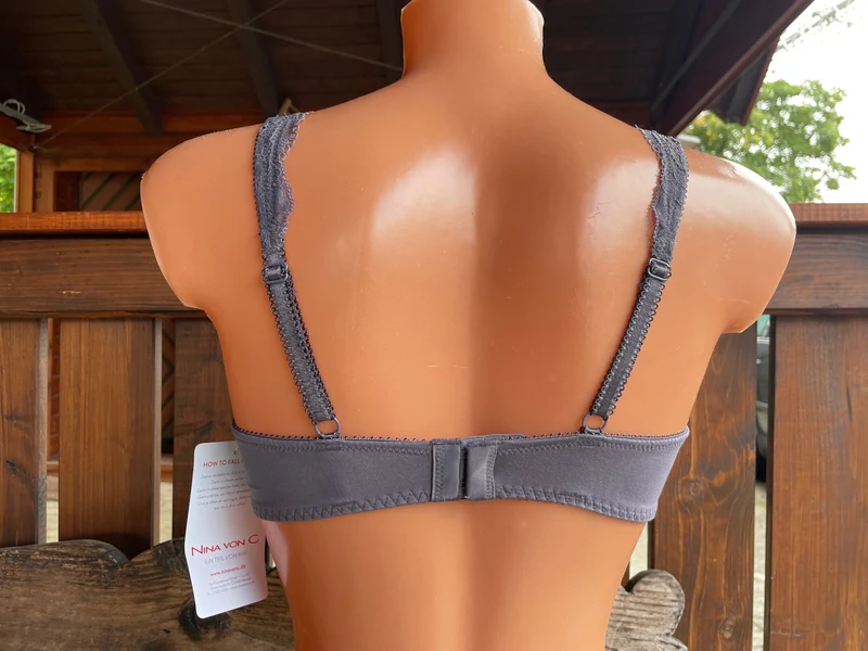 Bustier, BH ohne Bügel, Nina von C., Quarz, graubraun, Spitze