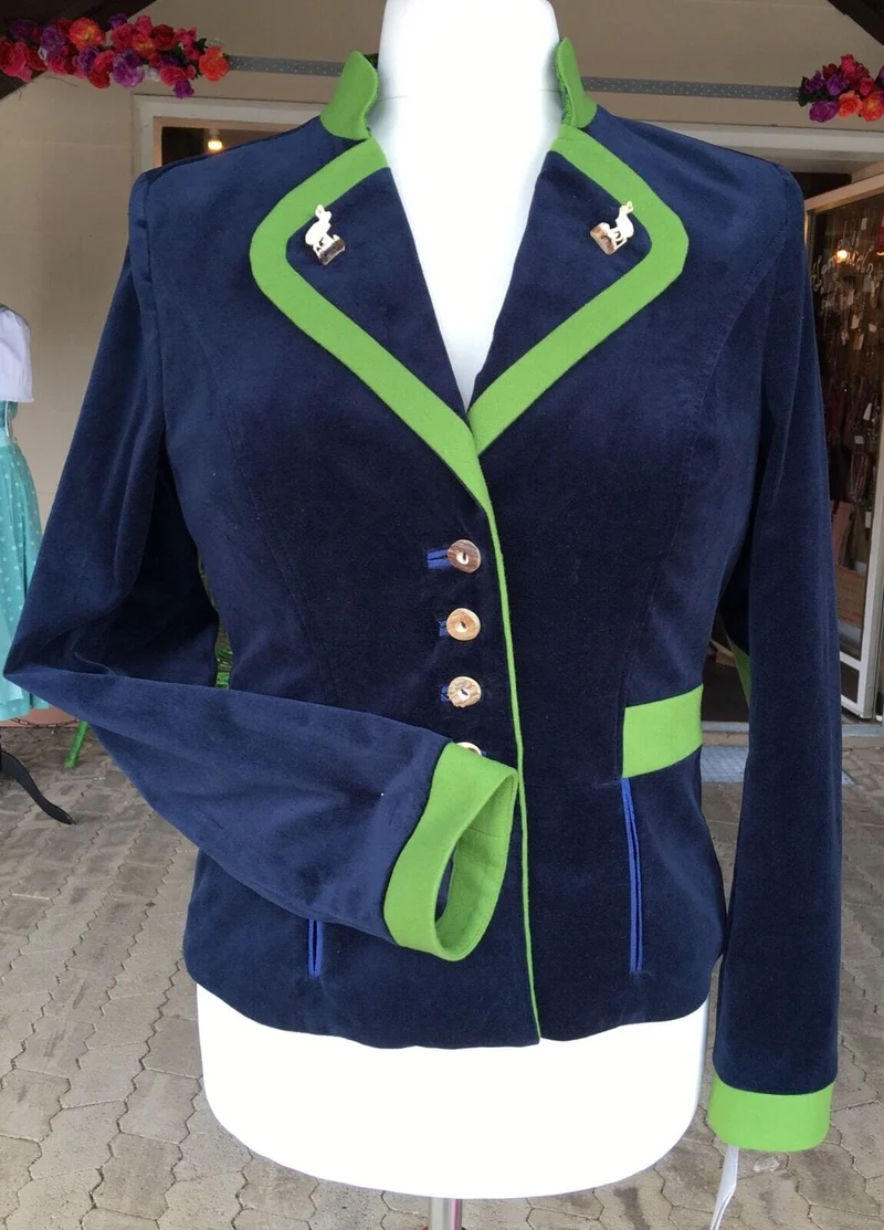Jacke, Blazer, Sportalm, Erika, Samt, dunkelblau, Gr. 38