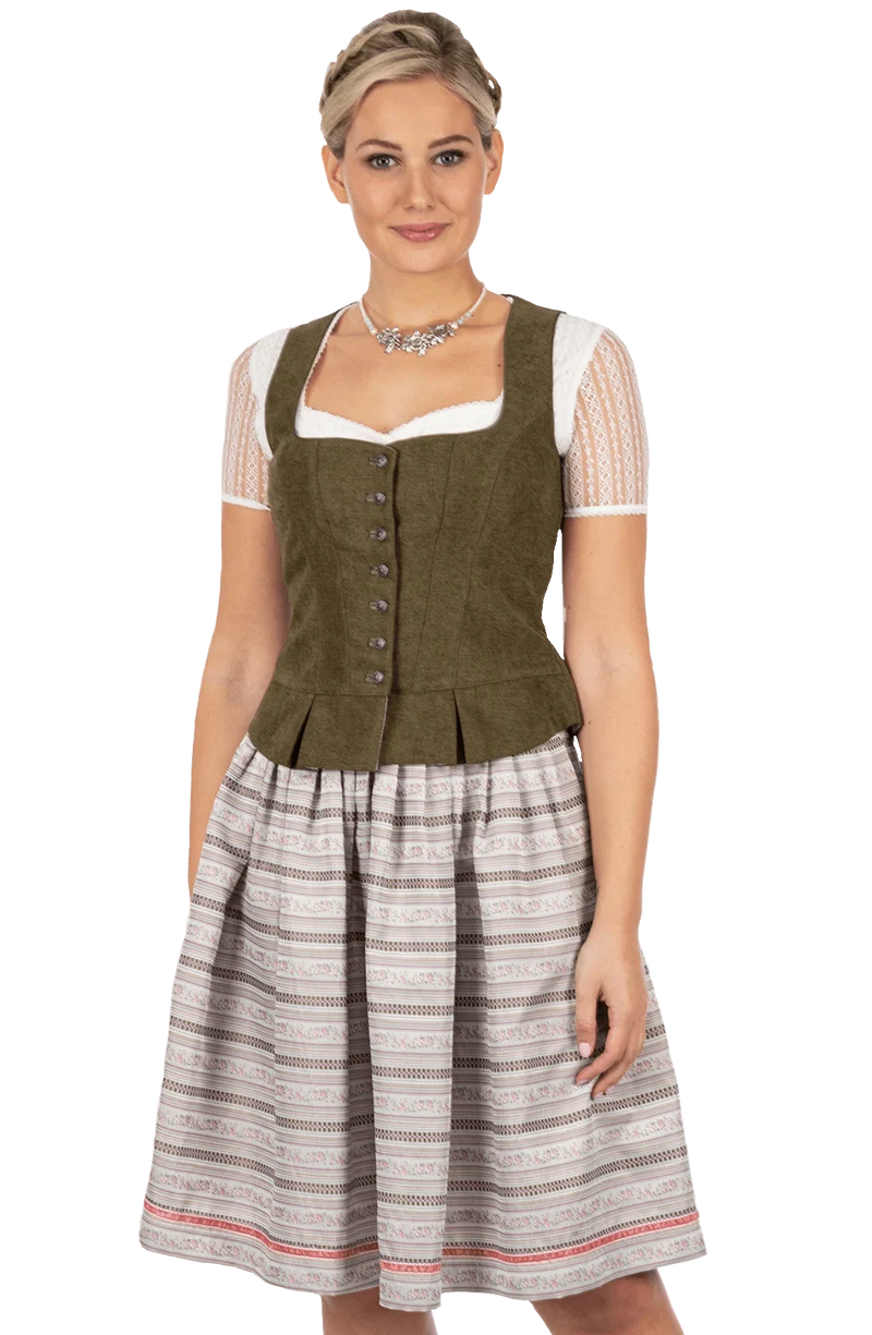 Trachten Rock Midi 60 cm, Pfau Grau Rosa, Spieth & Wensky