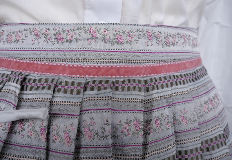 Trachten Rock Midi 60 cm, Pfau Grau Rosa, Spieth & Wensky