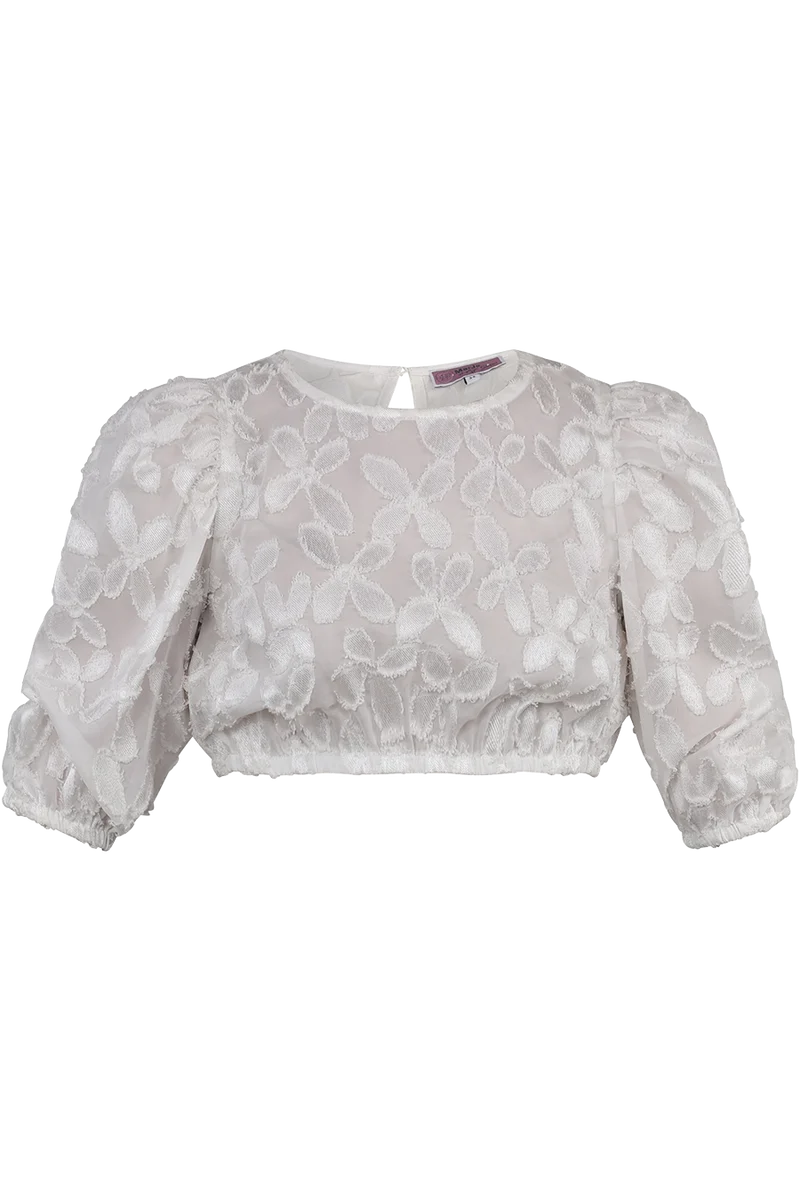 Dirndlbluse mit Blumenmuster und Puffärmel