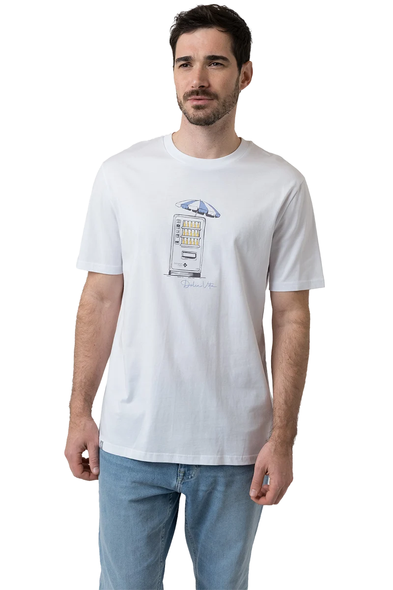 Herren Shirt mit sommerlichem Bierautomaten-Motiv