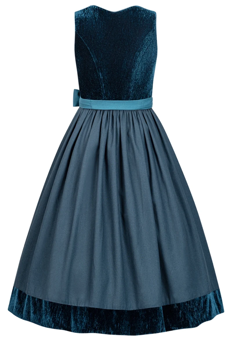 Dirndl Aquaria Jade Samt & Leinen – 75 cm | LIGA DI BAVARIA