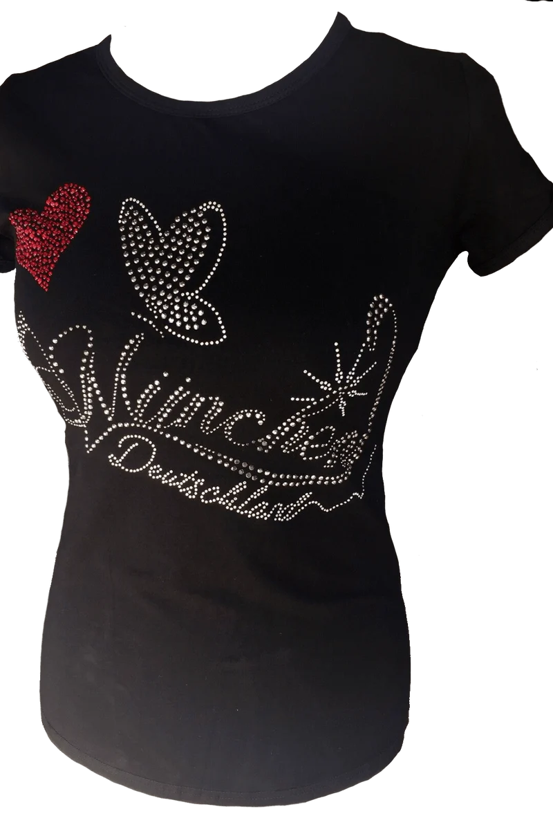 Trachtenshirt, München, schwarz, Strass, Herz Stadt