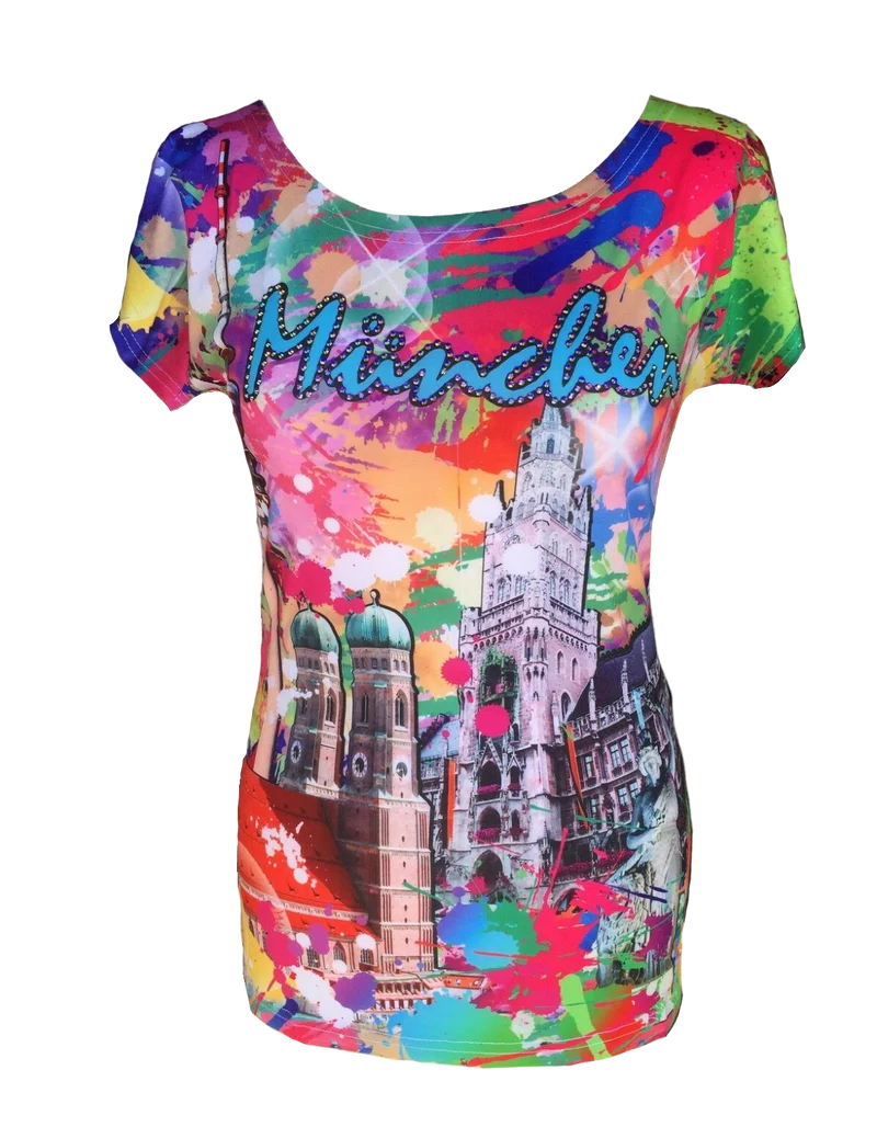 Trachtenshirt, München, bunt, Shirt, Stadt