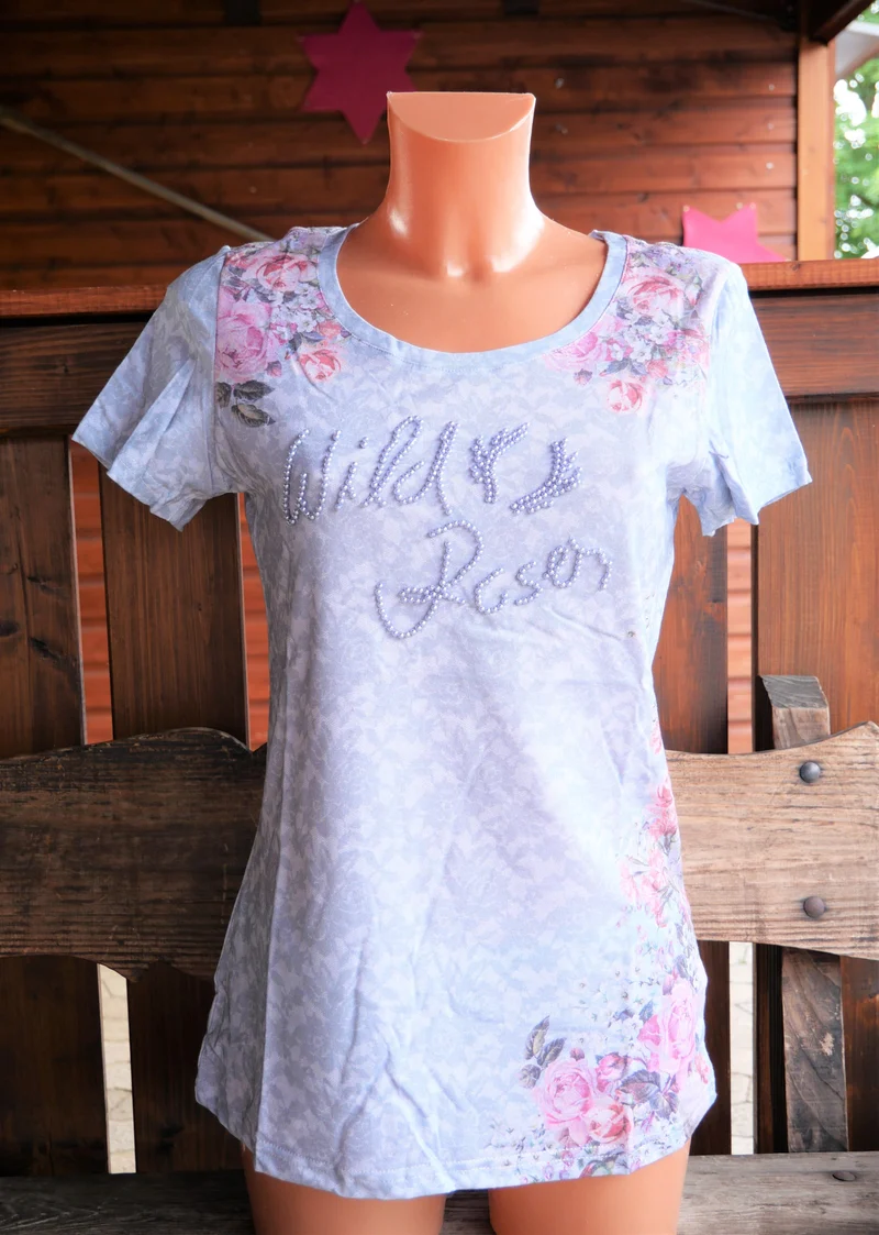 Trachtenshirt, Krüger Madl, grau, silber Wild Roses