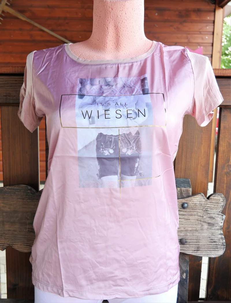 Trachtenshirt, Krüger Madl, Rosé, It's all Wiesen