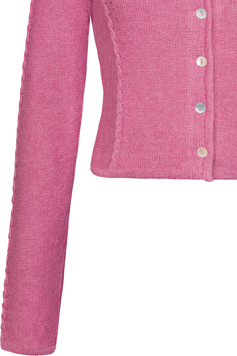 Damen Trachten-Strickjacke kurz - rosa