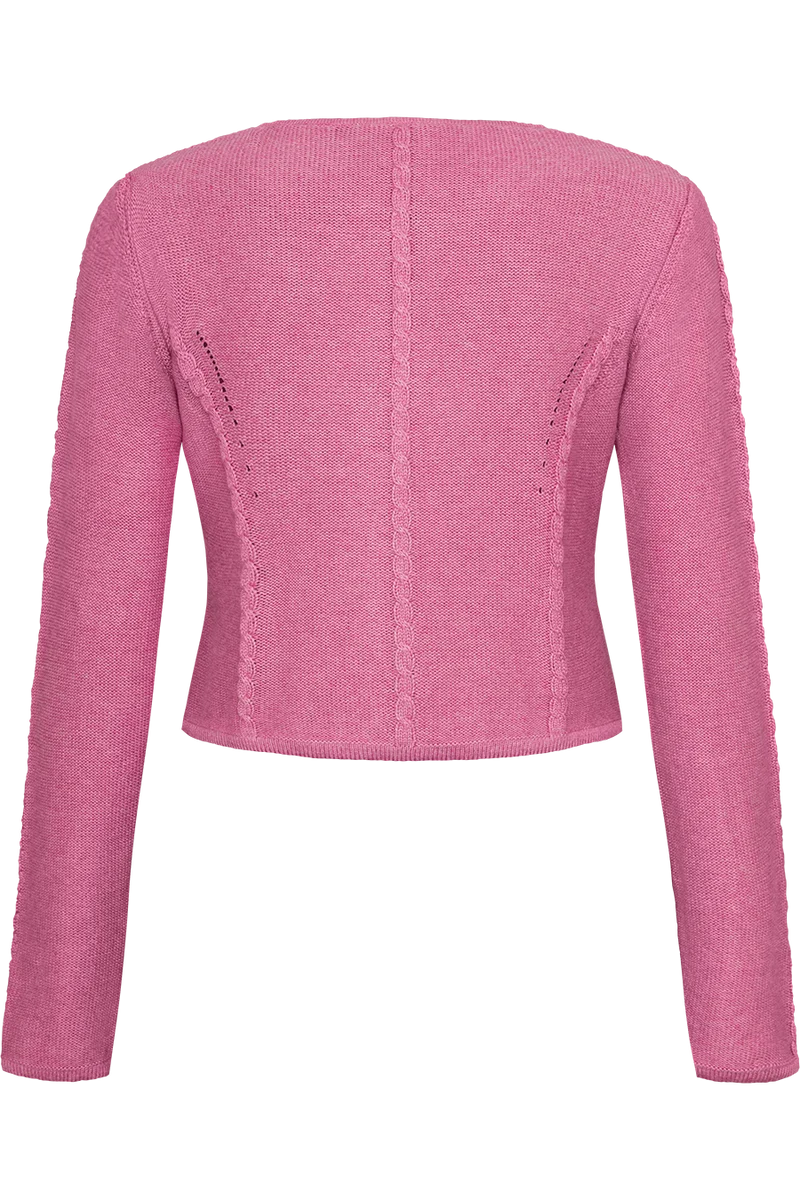 Damen Trachten-Strickjacke kurz - rosa