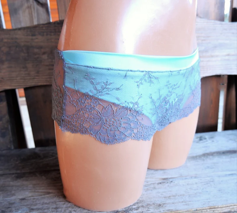 Panty, Hipster, After Eden, Spitze, Mint, grau