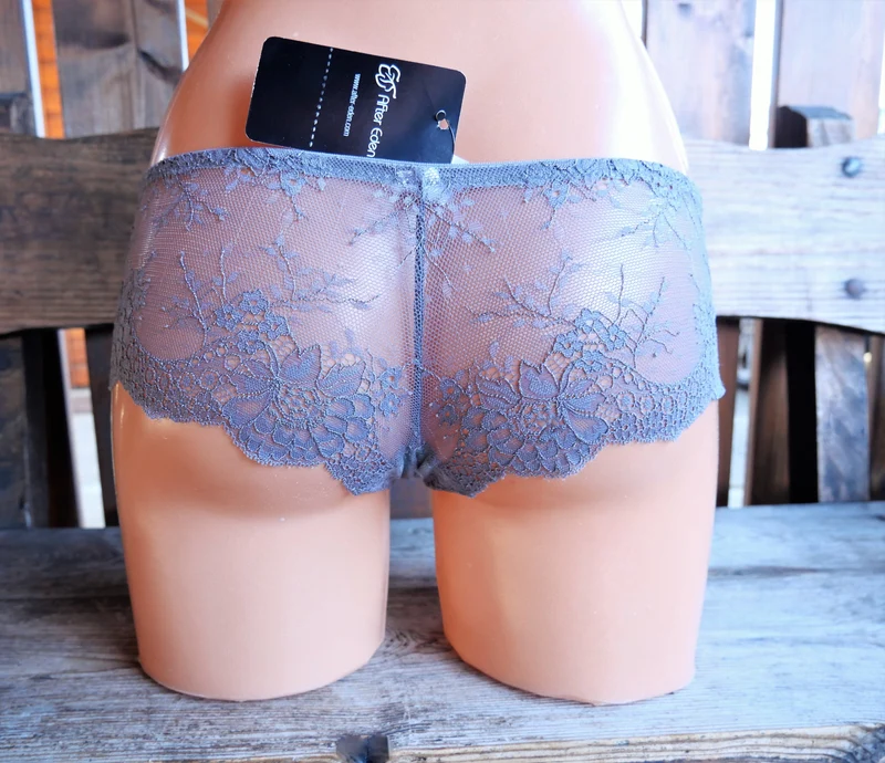 Panty, Hipster, After Eden, Spitze, Mint, grau