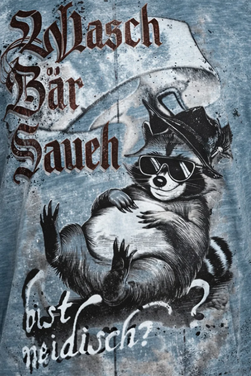 Herren Trachtenshirt mit lässigem Waschbär