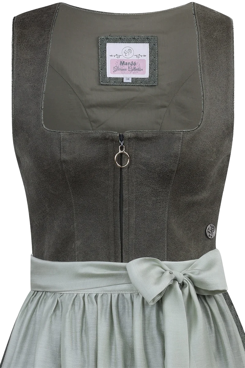 Mittellanges Dirndl mit veganem Leder-Mieder