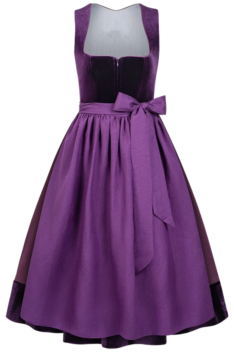 Dirndl Anastasia Samt & Pflaume Leinen – 75 cm | LIGA DI BAVARIA