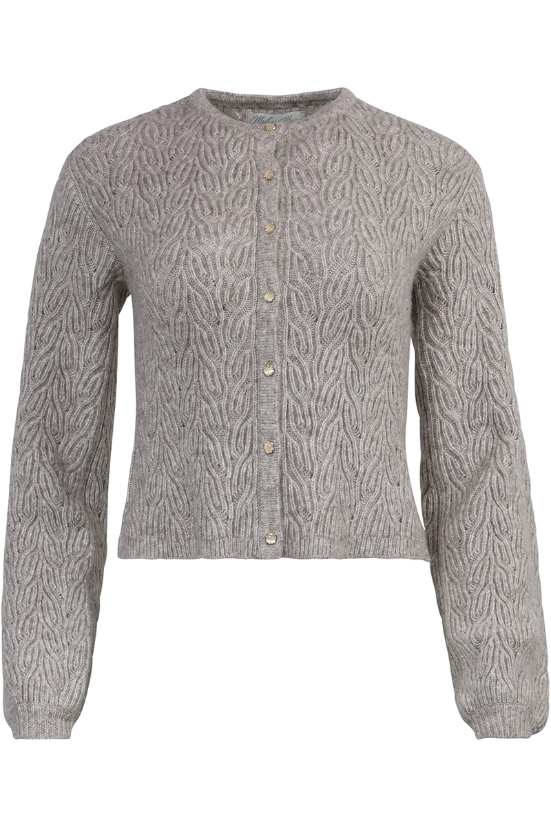 Damen Trachtenjacke mit Strickmuster und weiten Ärmeln - beige melange