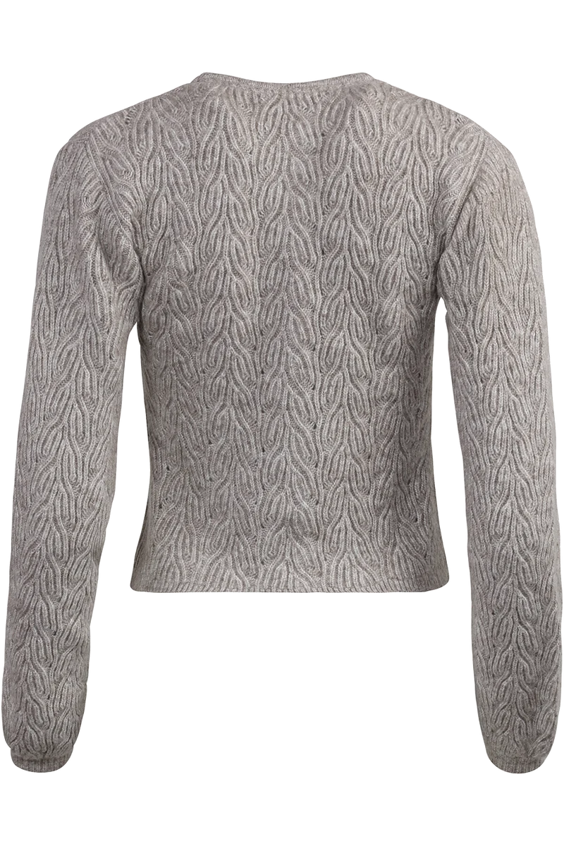 Damen Trachtenjacke mit Strickmuster und weiten Ärmeln - beige melange