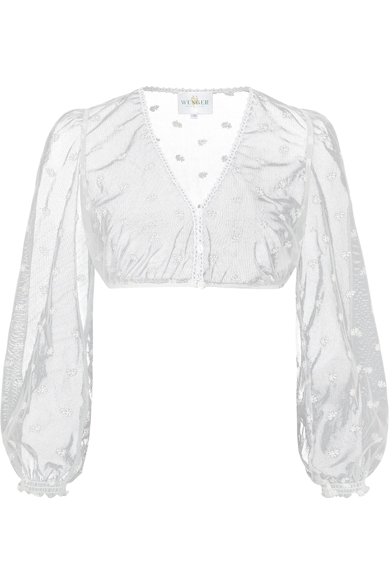 Dirndlbluse aus Tüll mit Blüstenstickerei