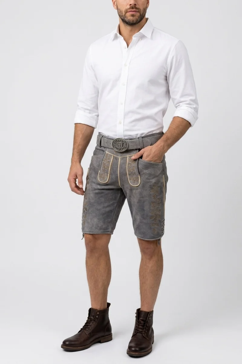 Lederhose Liga di Bavaria Luxury Collection "Holledau" deep grey TD04