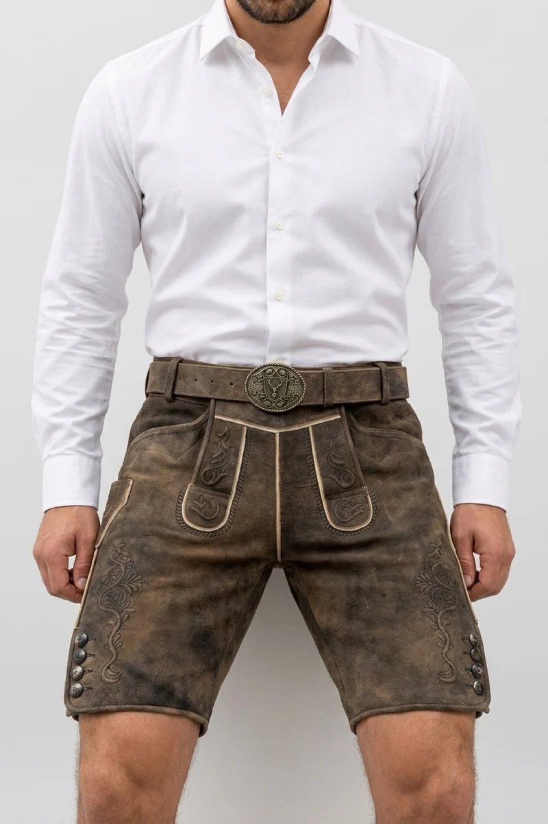 Lederhose Liga di Bavaria Luxury Collection "Tradition" soft braun TD03