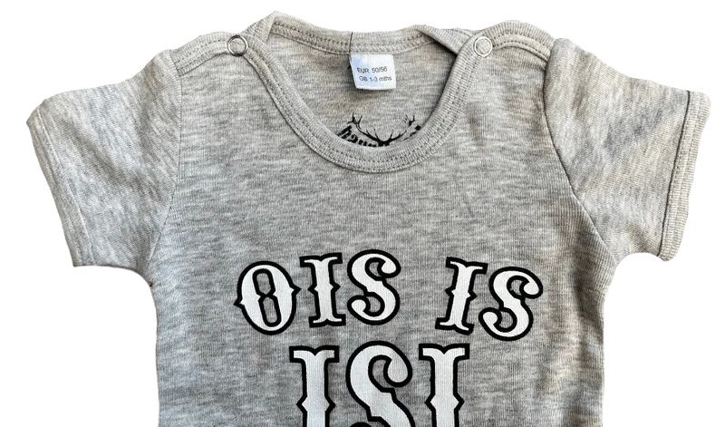 Bua Madl Babybody, HangOwear, hellgrau, Ois is isi