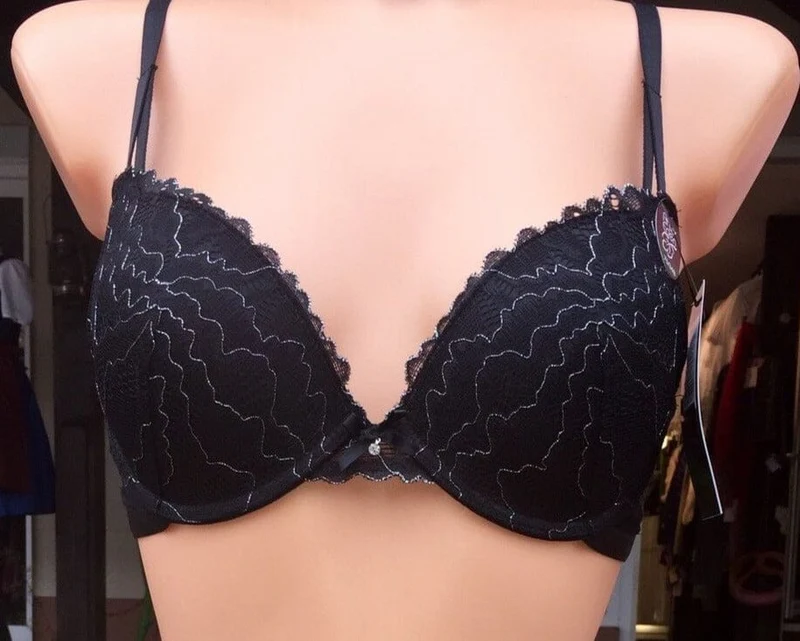 Schalen Push up BH, After Eden, schwarz, Lurex Glitzer