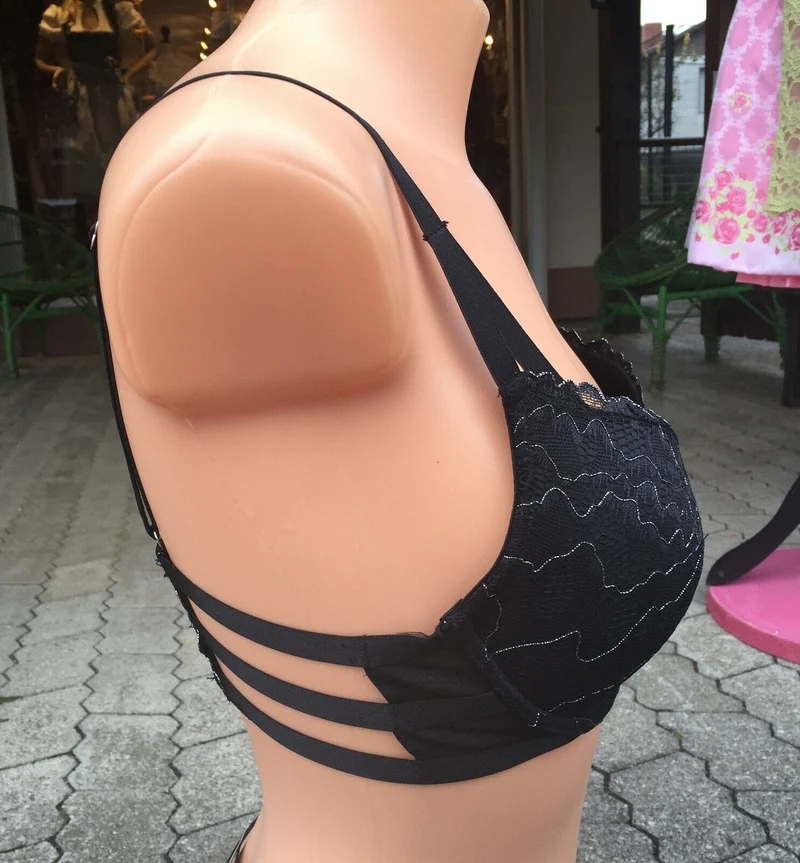 Schalen Push up BH, After Eden, schwarz, Lurex Glitzer