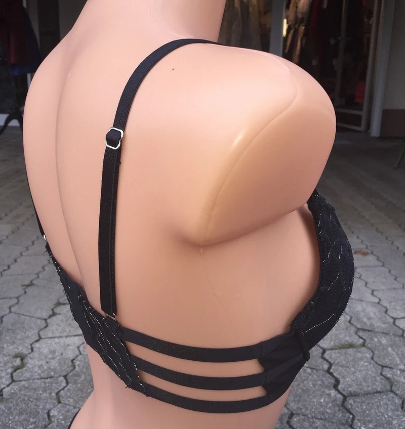 Schalen Push up BH, After Eden, schwarz, Lurex Glitzer