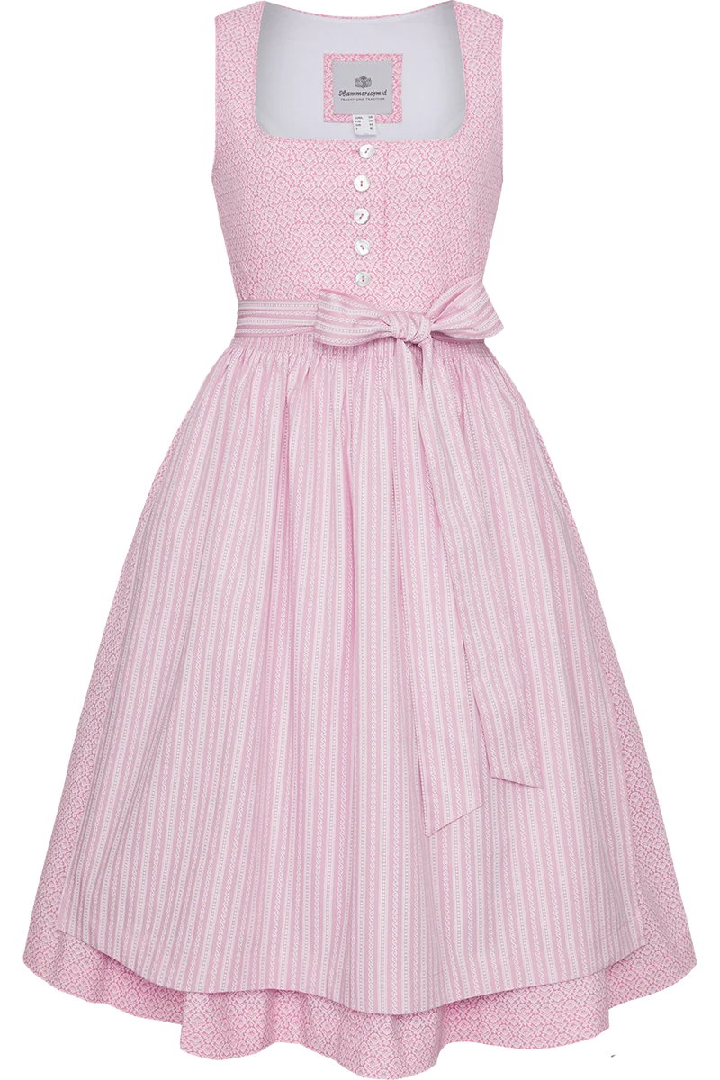 Dirndl aus reiner Baumwolle in Midilänge 70cm - rosa