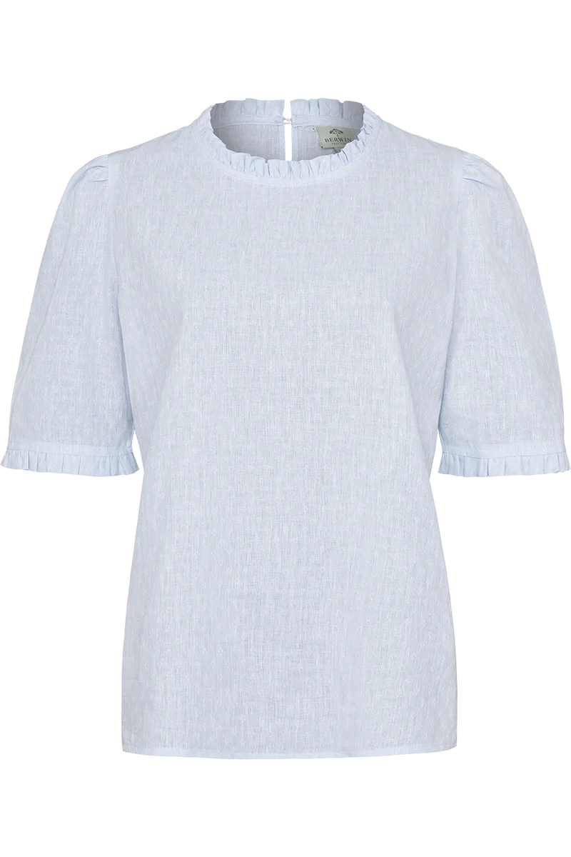 Damen Baumwoll-Leinen-Bluse mit Rüschen