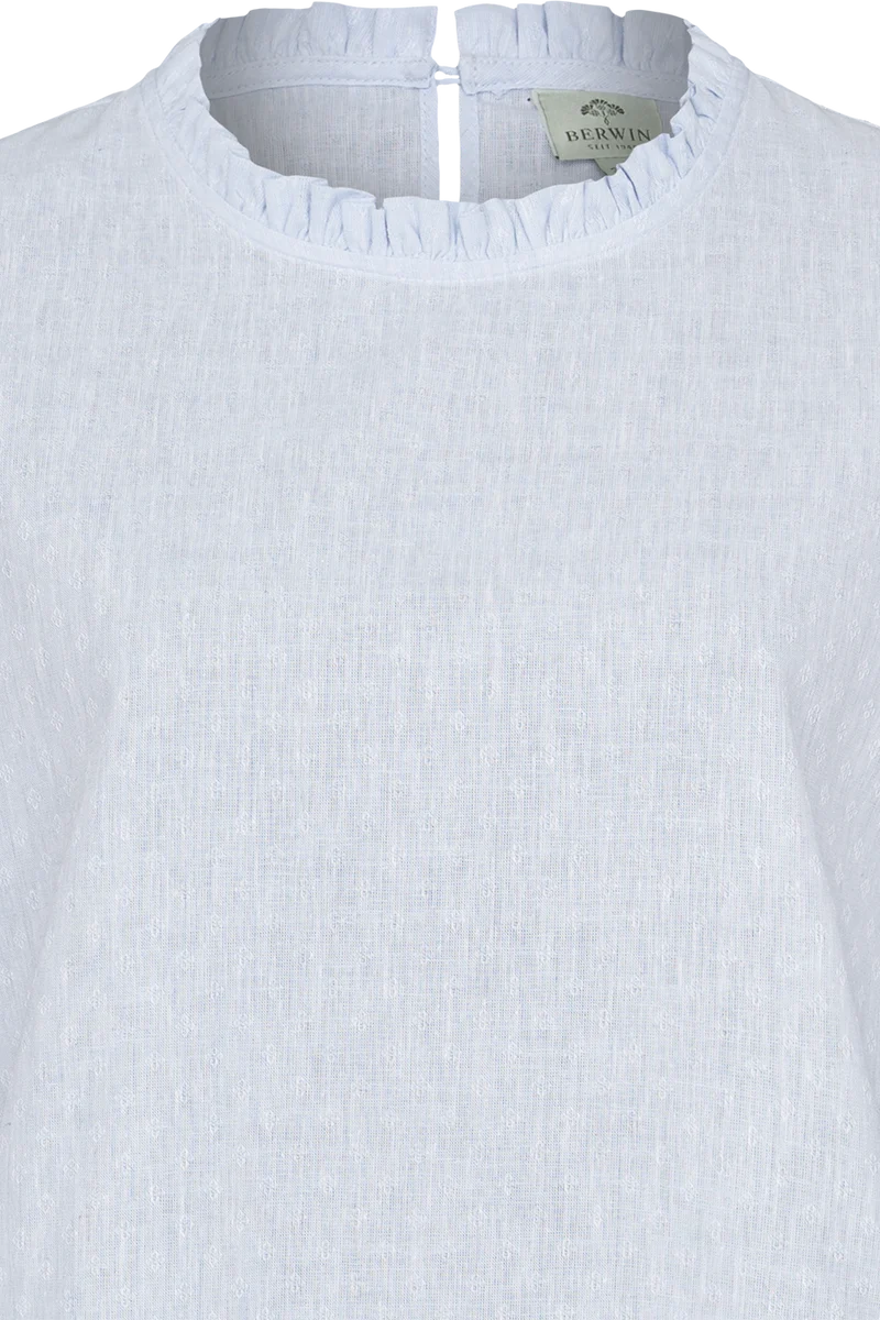 Damen Baumwoll-Leinen-Bluse mit Rüschen