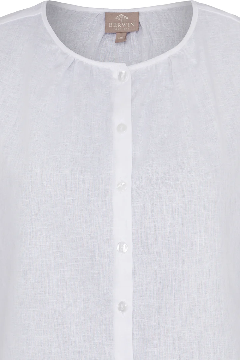 Damen Leinen-Baumwoll-Bluse mit Stickerei