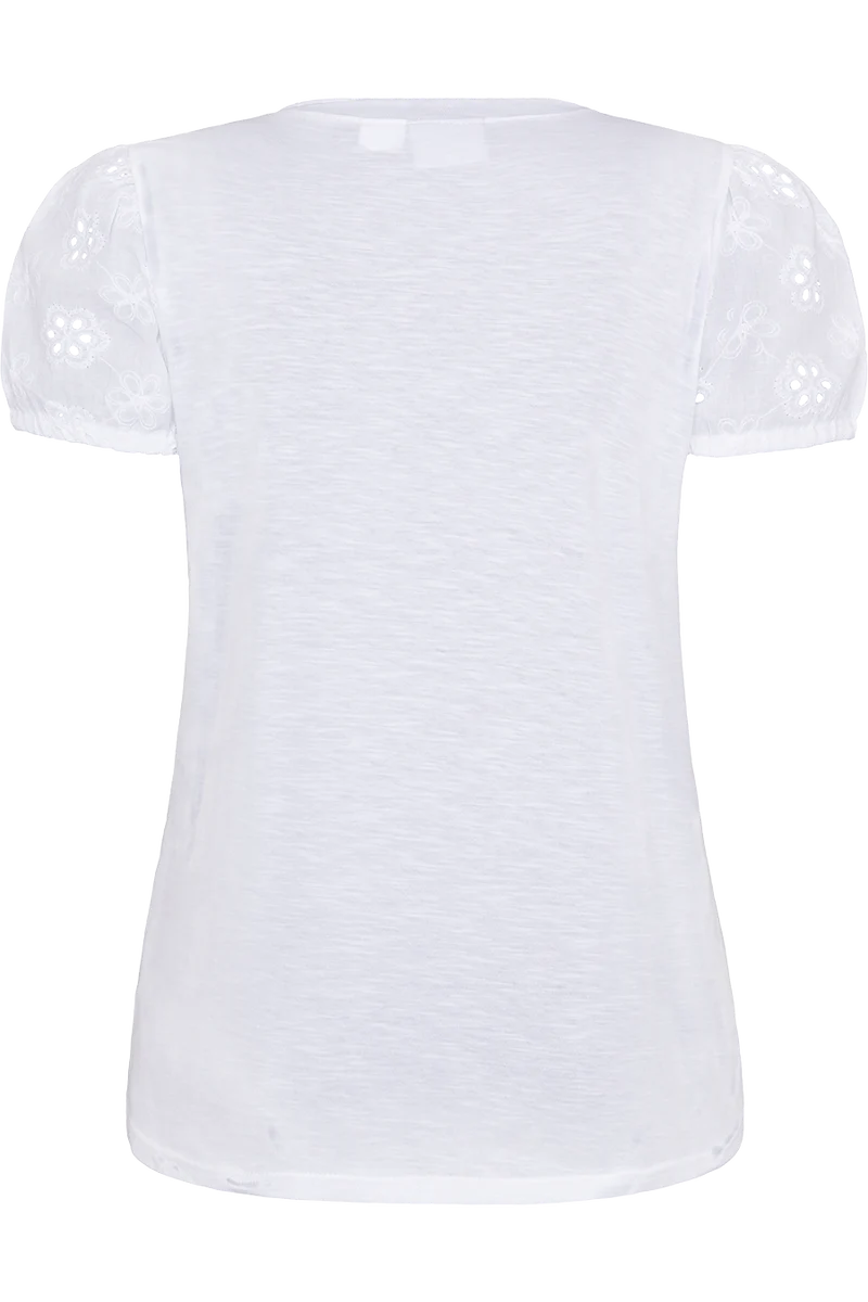 Damen Trachtenshirt mit floraler Lochstickerei