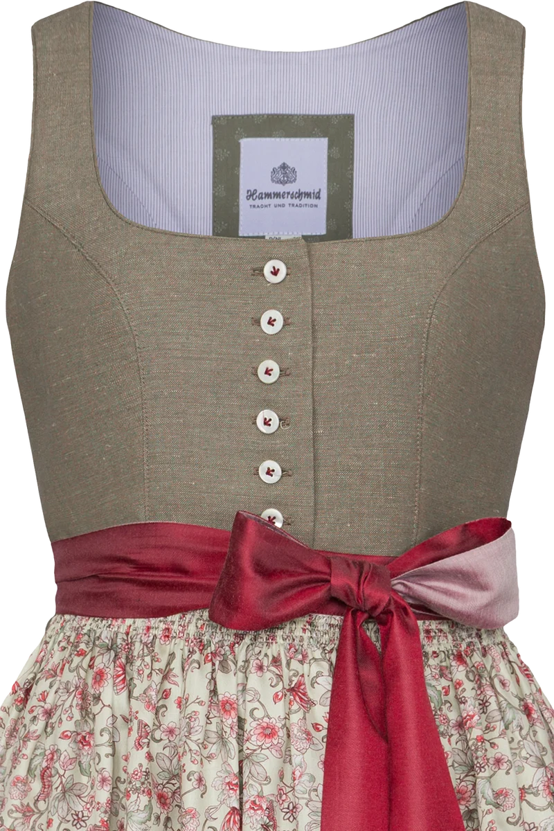 Langes Baumwoll-Leinen-Dirndl