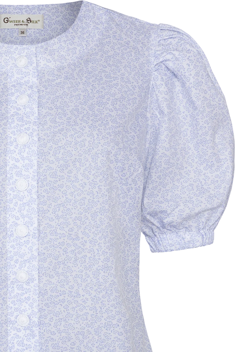 Damen Bluse mit floralem Druck und Ballonärmel - blau