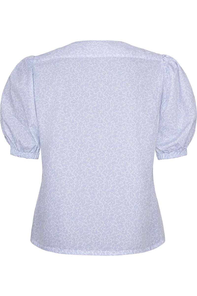 Damen Bluse mit floralem Druck und Ballonärmel - blau