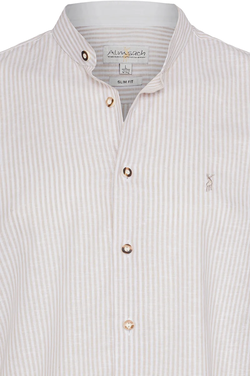 Herren Hemd gestreift mit Leinenanteil Slim Fit
