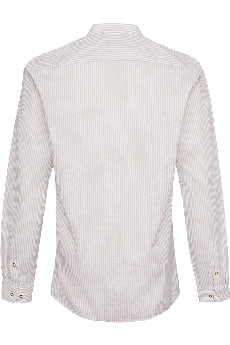 Herren Hemd gestreift mit Leinenanteil Slim Fit