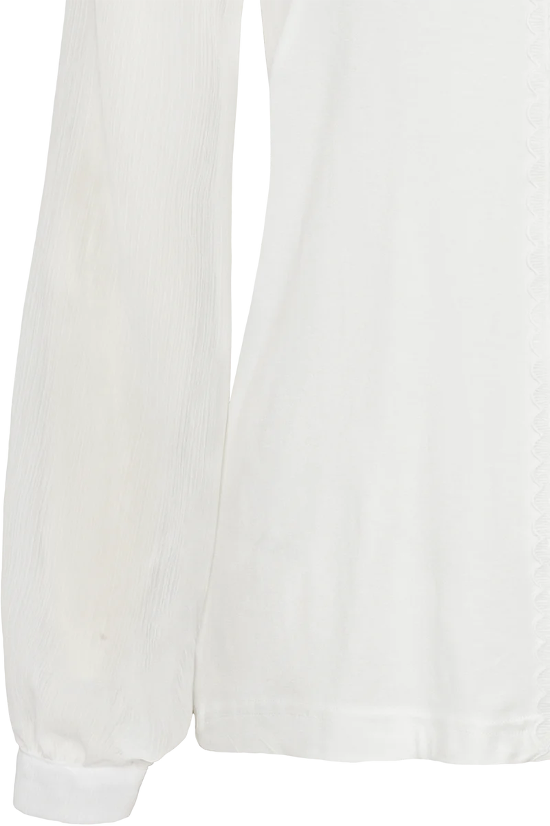 Damen Longsleeves mit Spitzenband - creme