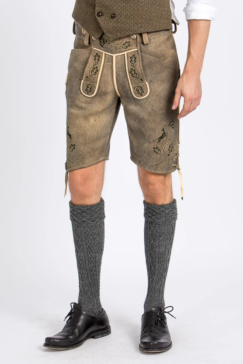 Kurze Beckert Hirschlederhose Bayrischzell antik hell
