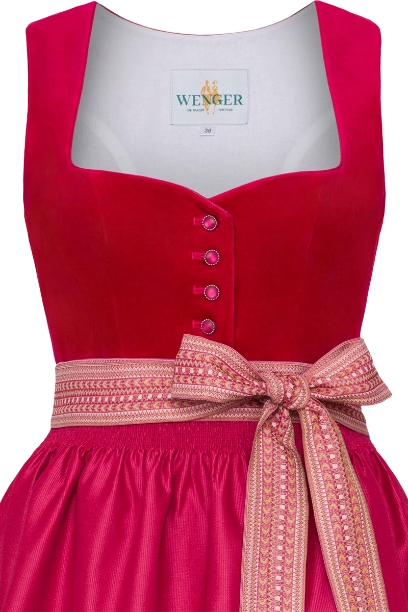Samt-Dirndl mittellang 70cm mit Pliseeoptikrock