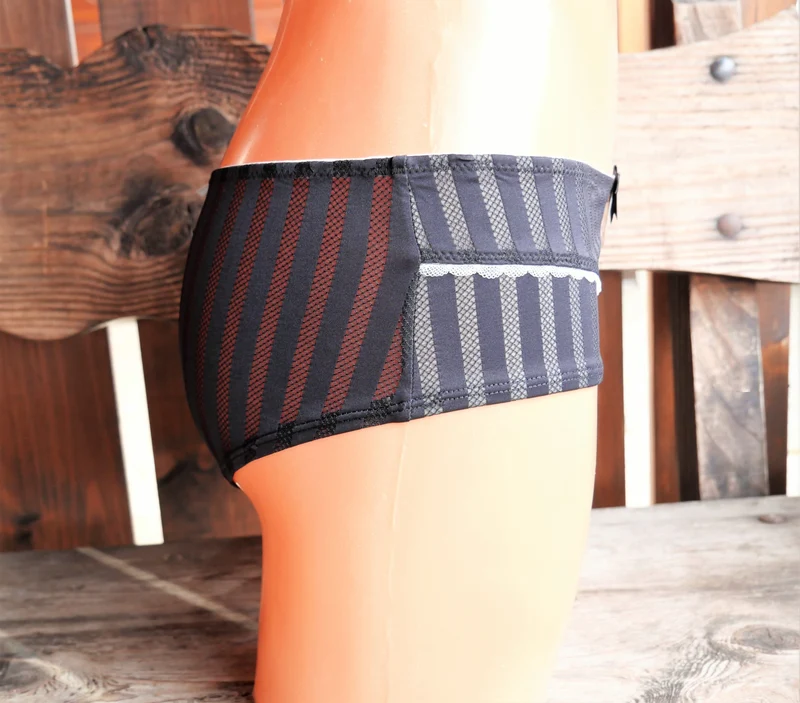 Panty, Slip, After Eden, schwarz, ivory, gestreift