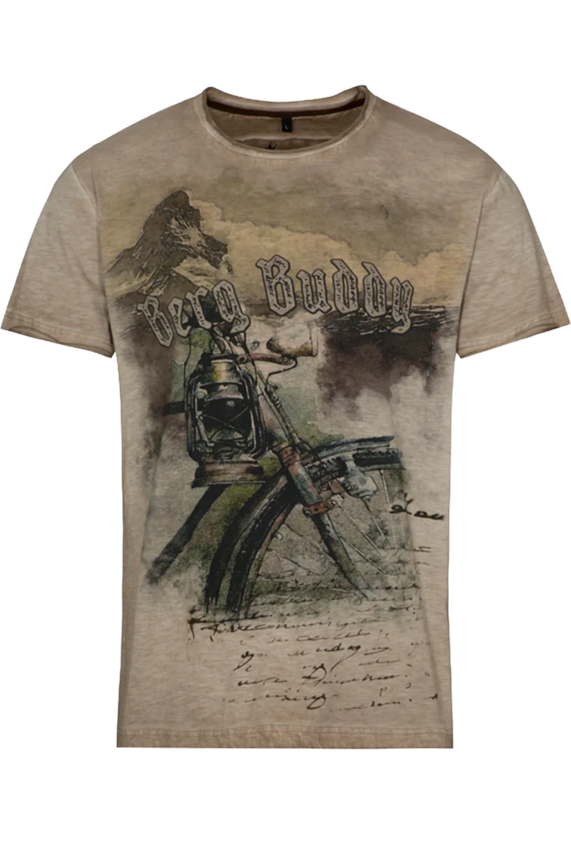 Herren T-Shirt mit Berg- und Fahrrad-Print „Berg Buddy“