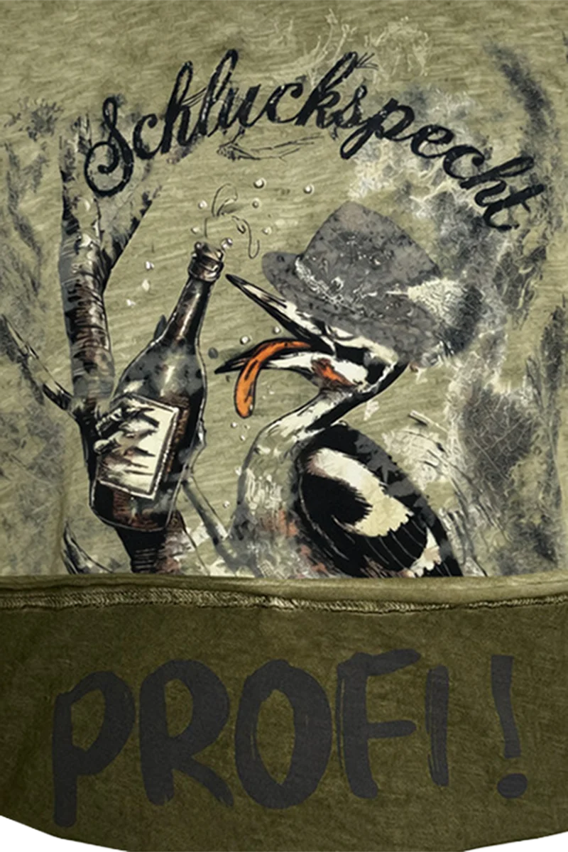 Herren T-Shirt mit Specht-Druck und Stickerei