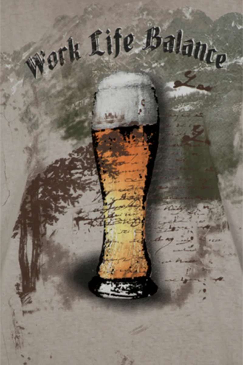 Herren T-Shirt mit Biermotiv und Schriftzug „Work Life Balance“