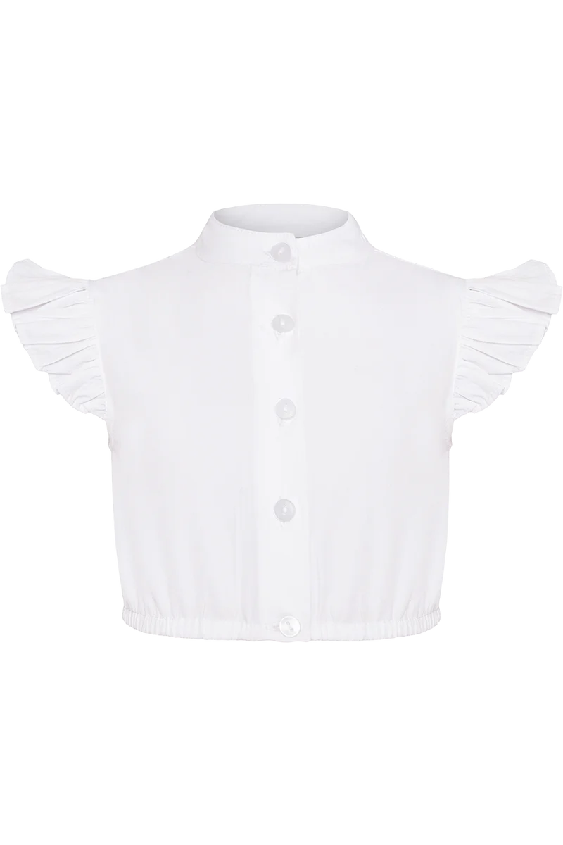 Kinder Dirndlbluse hochgeschlossen mit Flügelärmelchen