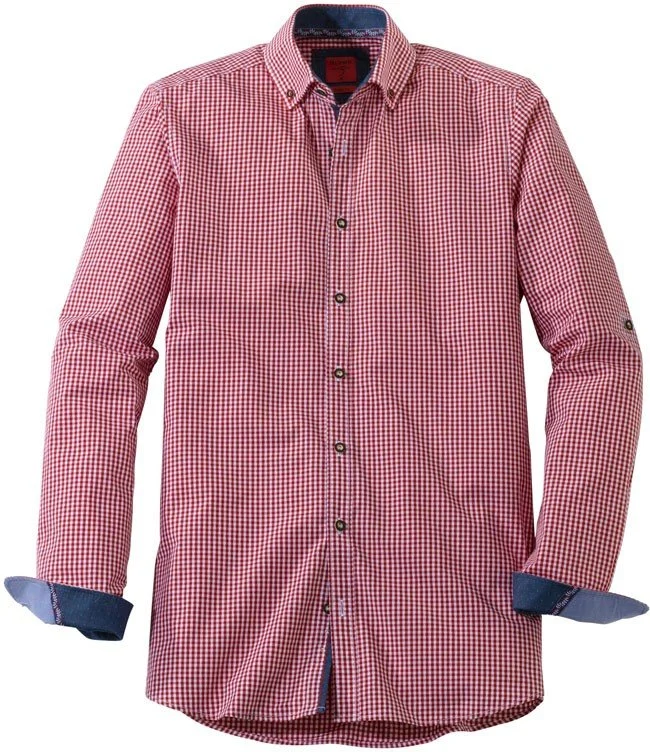 Olymp Hemd Trachtenhemd rot/weiss langarm