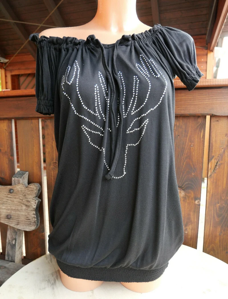 Trachten T-Shirt, HangOwear Livia, schwarz Carmen